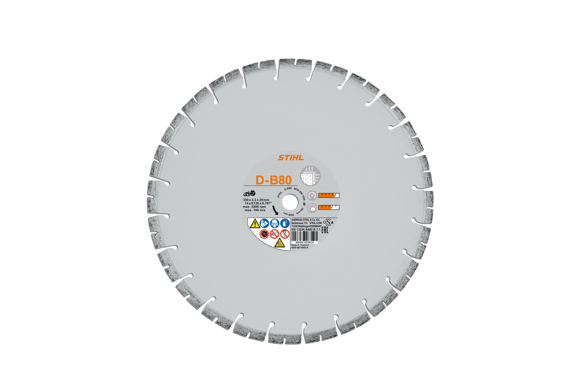 Disco de diamantes, Hormigón, D‑B80, Ø 350 mm/14"