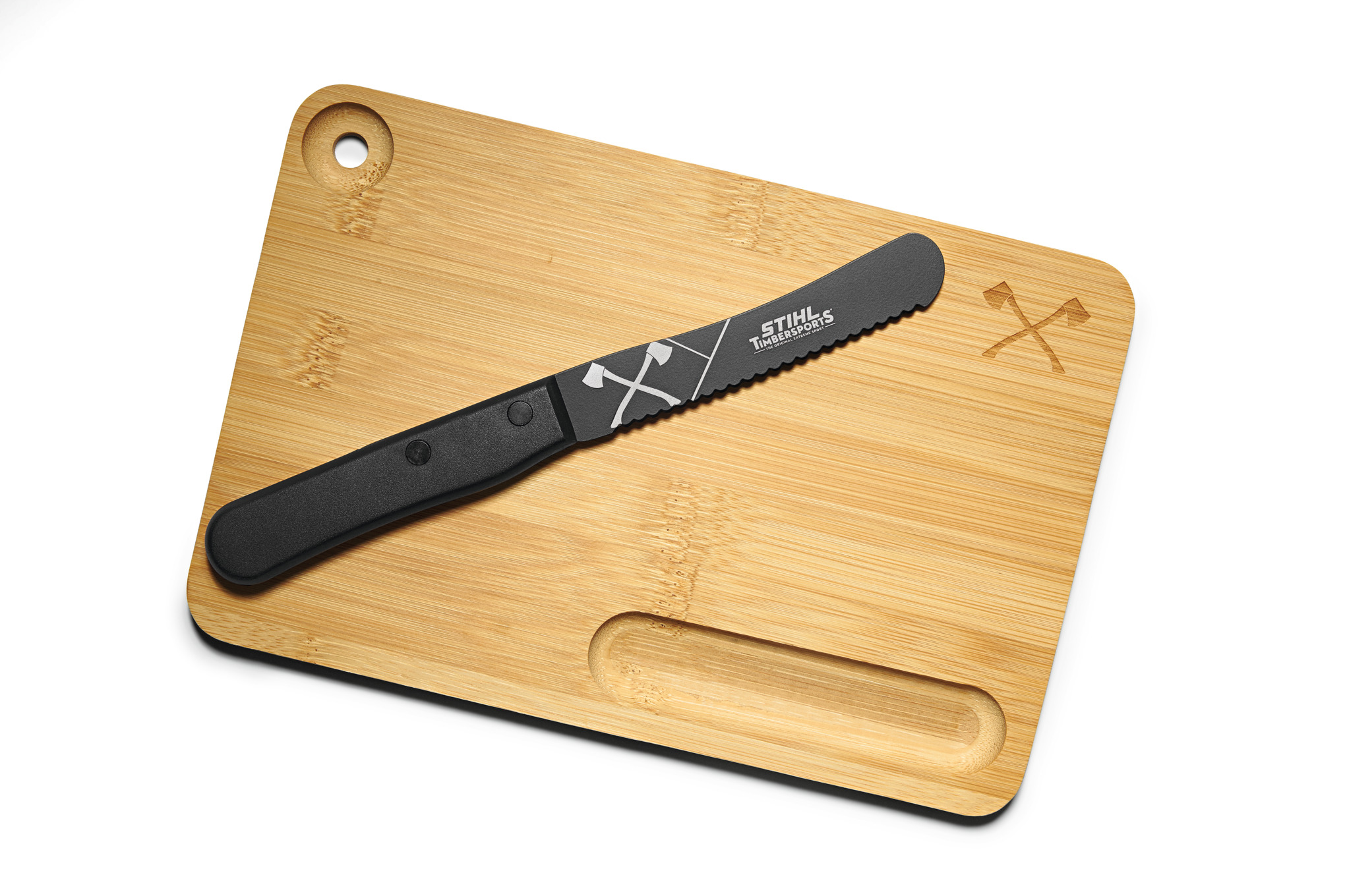 Tabla de cortar con cuchillo. 2en1 Timbersports Edition
