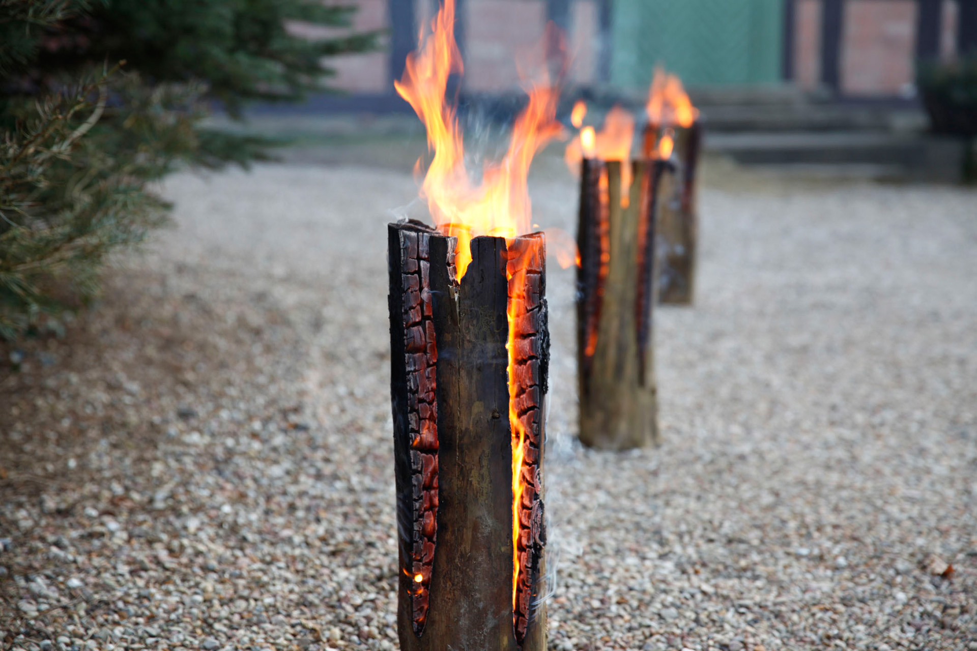 Antorcha sueca de madera natural para jardín Moritz exterior 