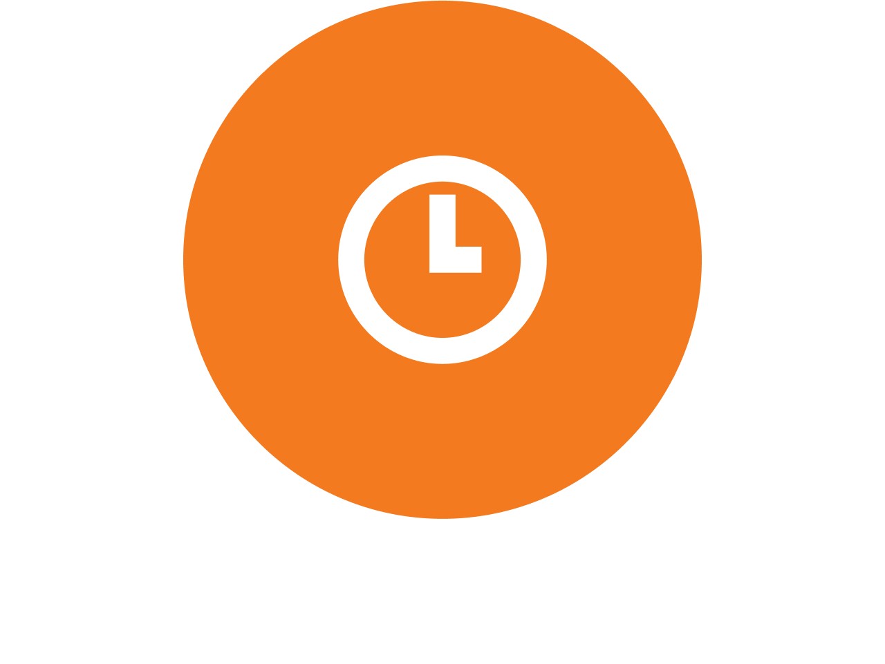 Icono del reloj en un círculo naranja